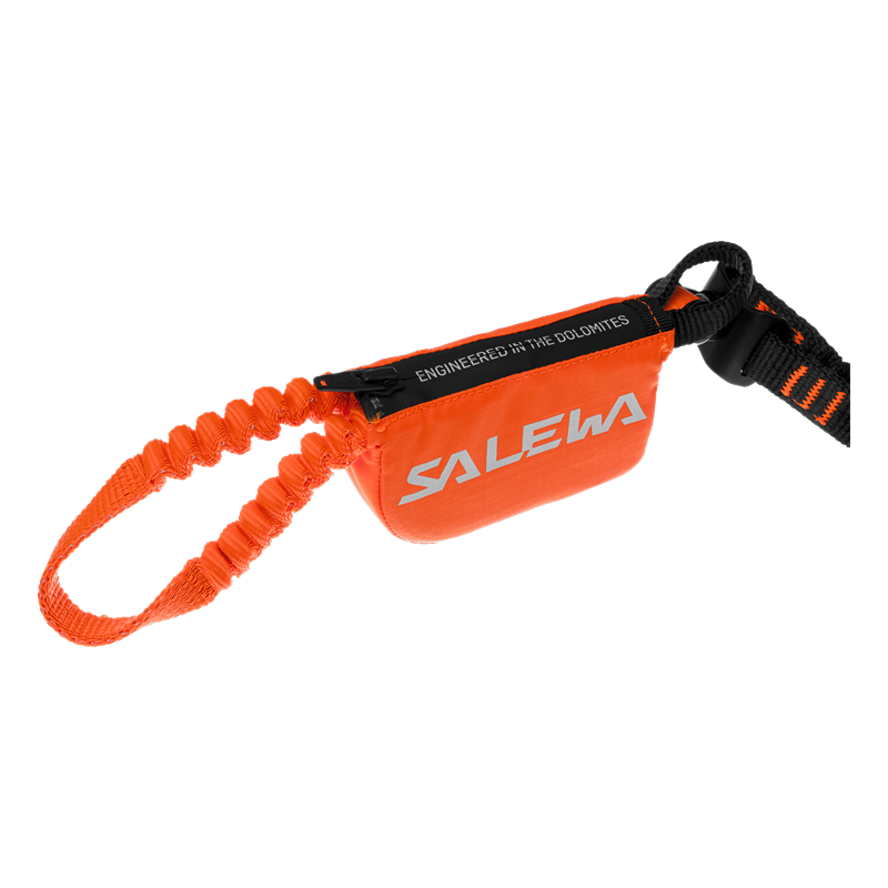 Orange safety leash with Salewa branding on a white background