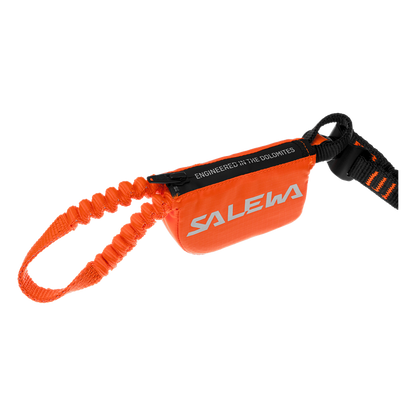 Orange safety leash with Salewa branding on a white background
